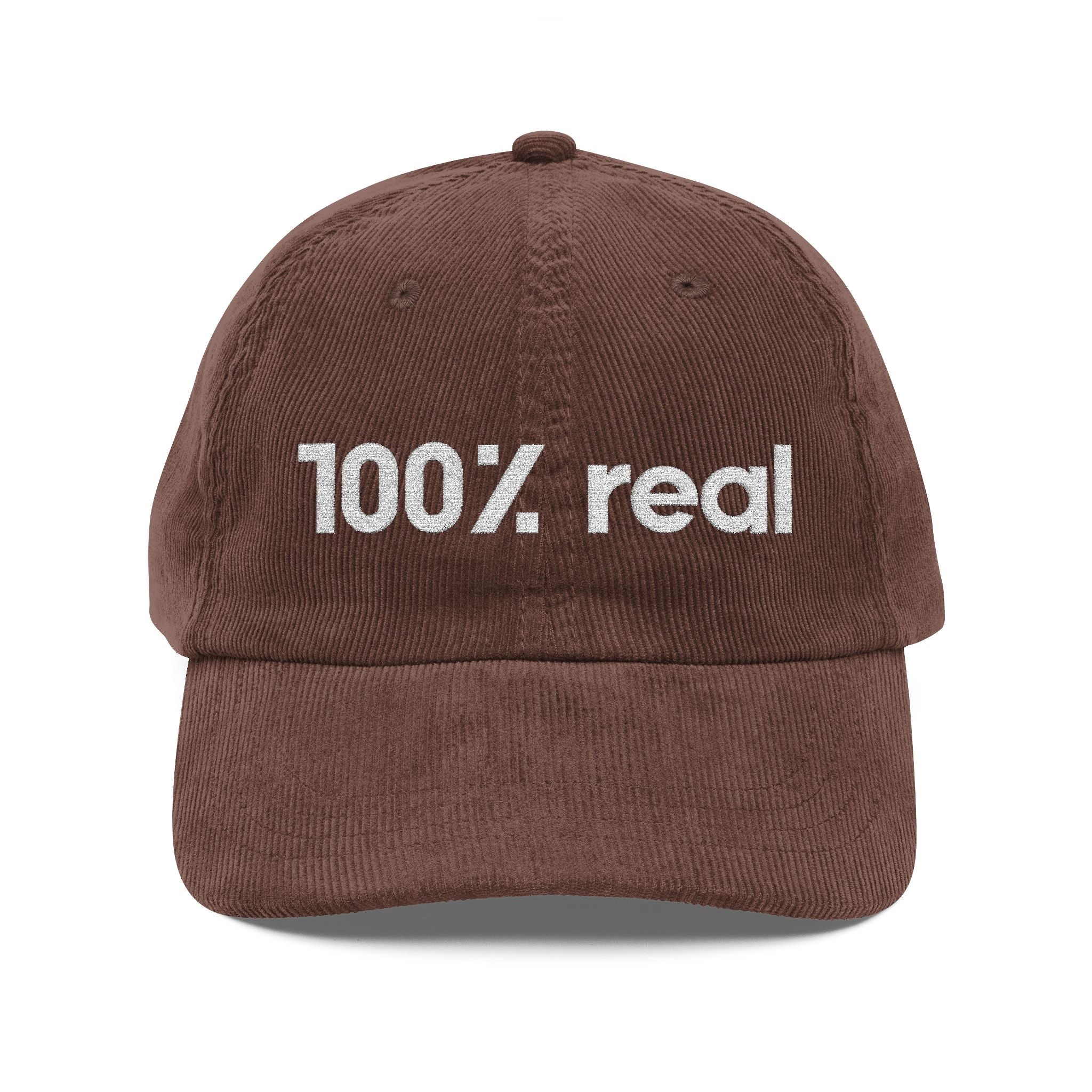 100% Real - Embroidered Corduroy Baseball Cap