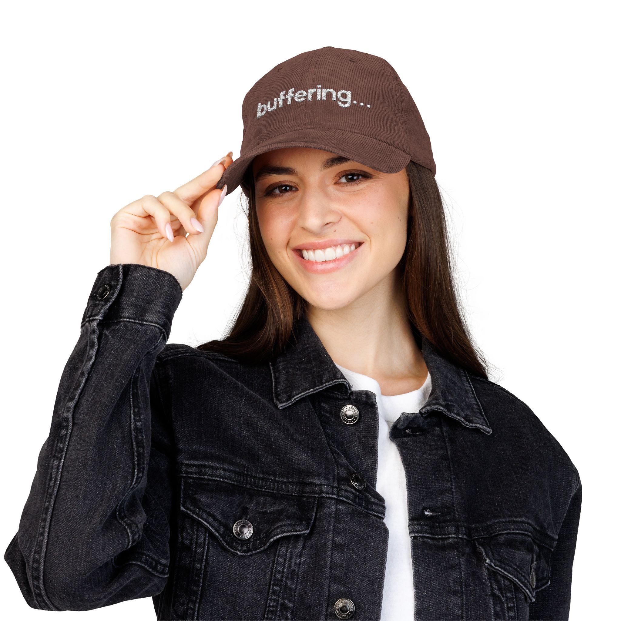 Buffering... - Embroidered Corduroy Baseball Cap