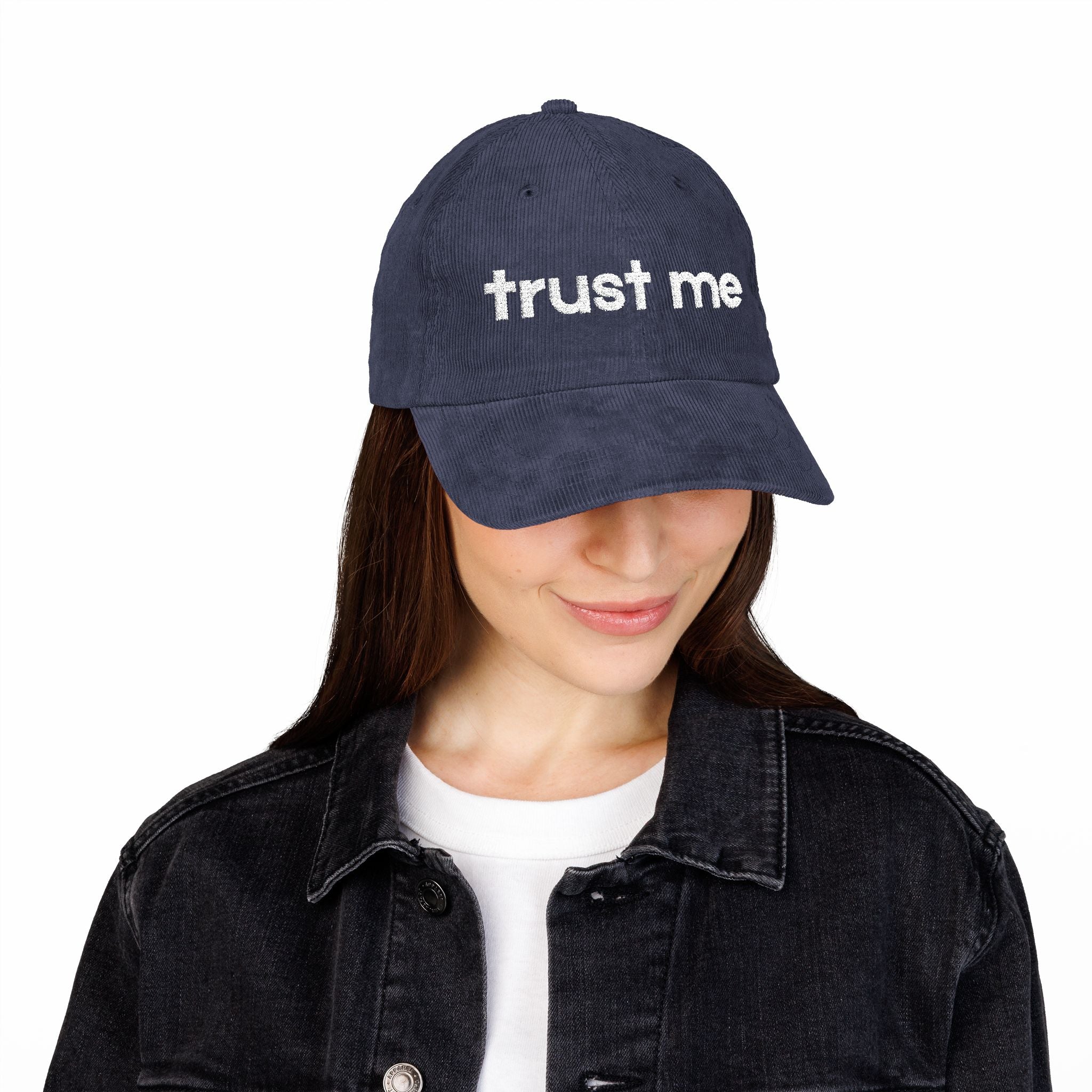 Trust Me - Embroidered Corduroy Baseball Cap