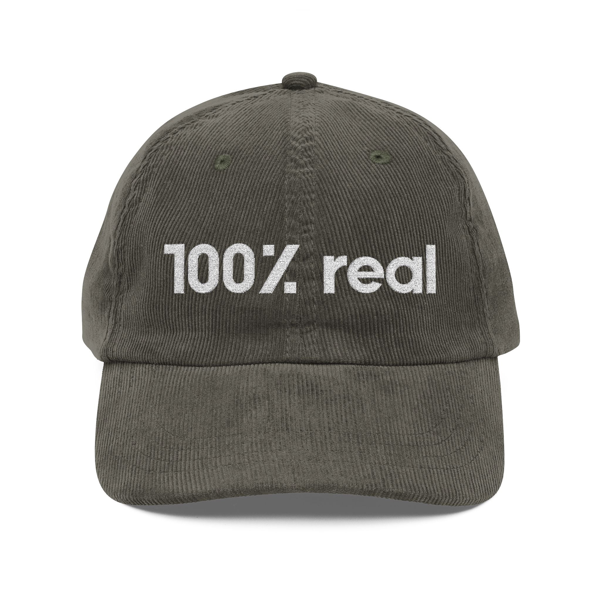 100% Real - Embroidered Corduroy Baseball Cap