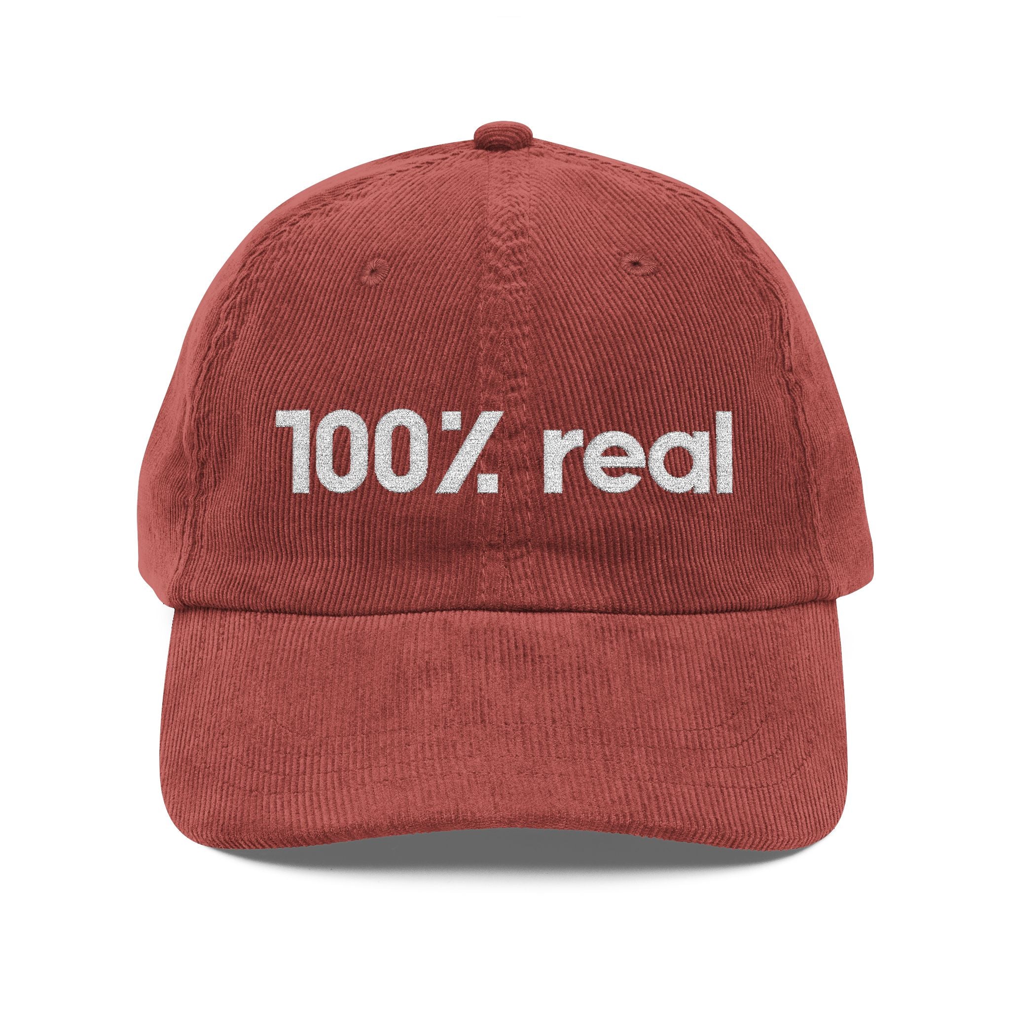 100% Real - Embroidered Corduroy Baseball Cap