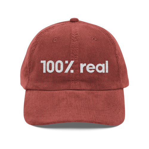 100% Real - Embroidered Corduroy Baseball Cap