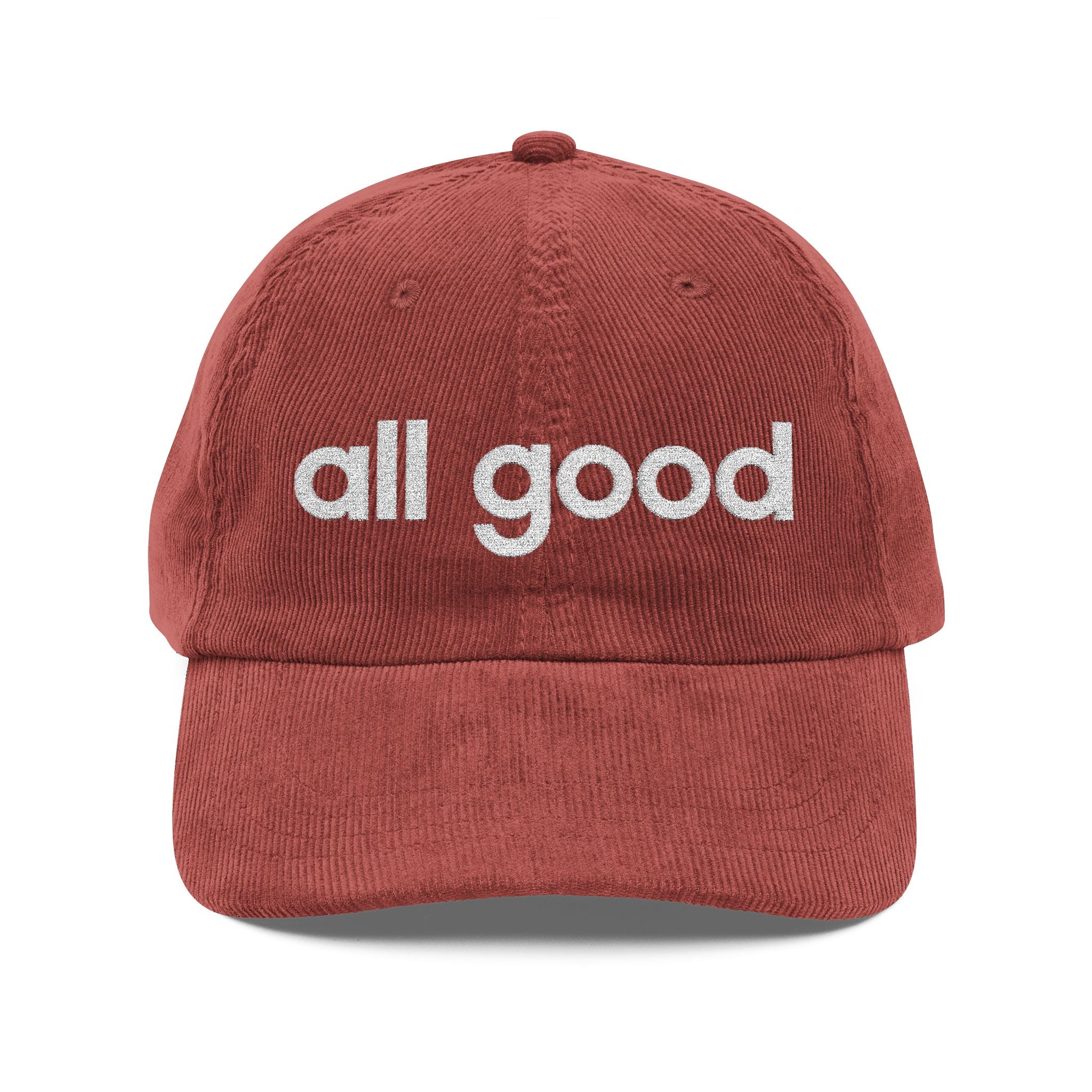 All Good - Embroidered Corduroy Baseball Cap